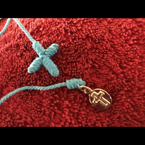 Knotted Bracelet Blue with Cross & Charm - Picture 3 of 4